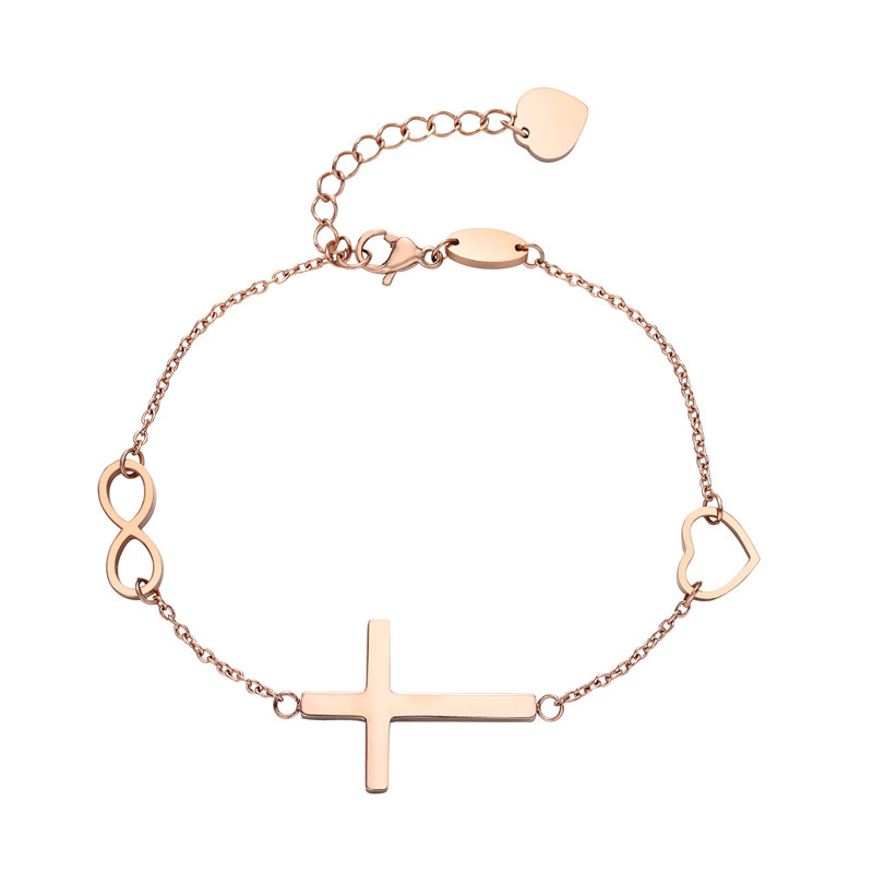 Fashion Creative Cross 8 Word Peach Heart Pendant