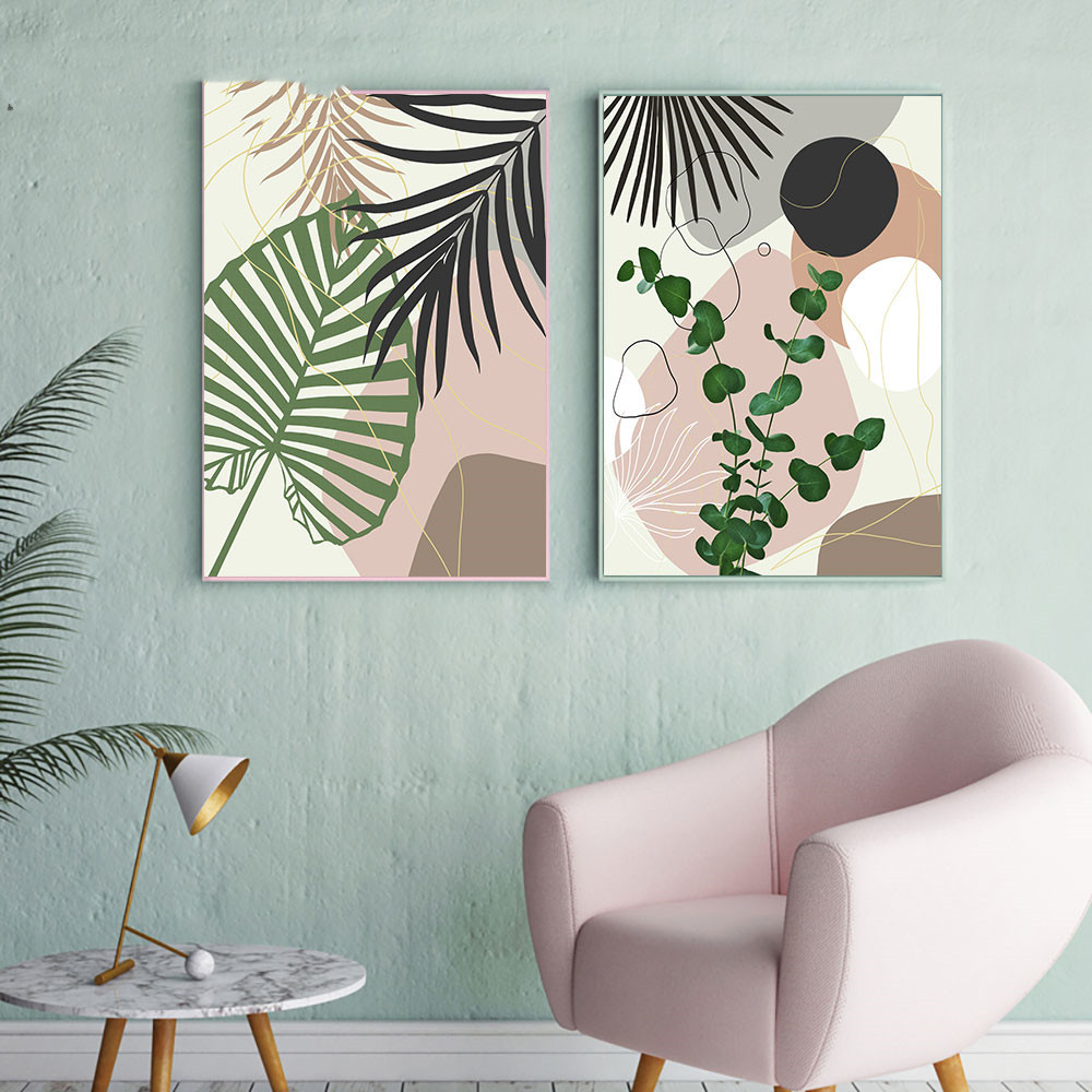 Title 3, Tropical Plant Leaf Wall Art Canvas Painting