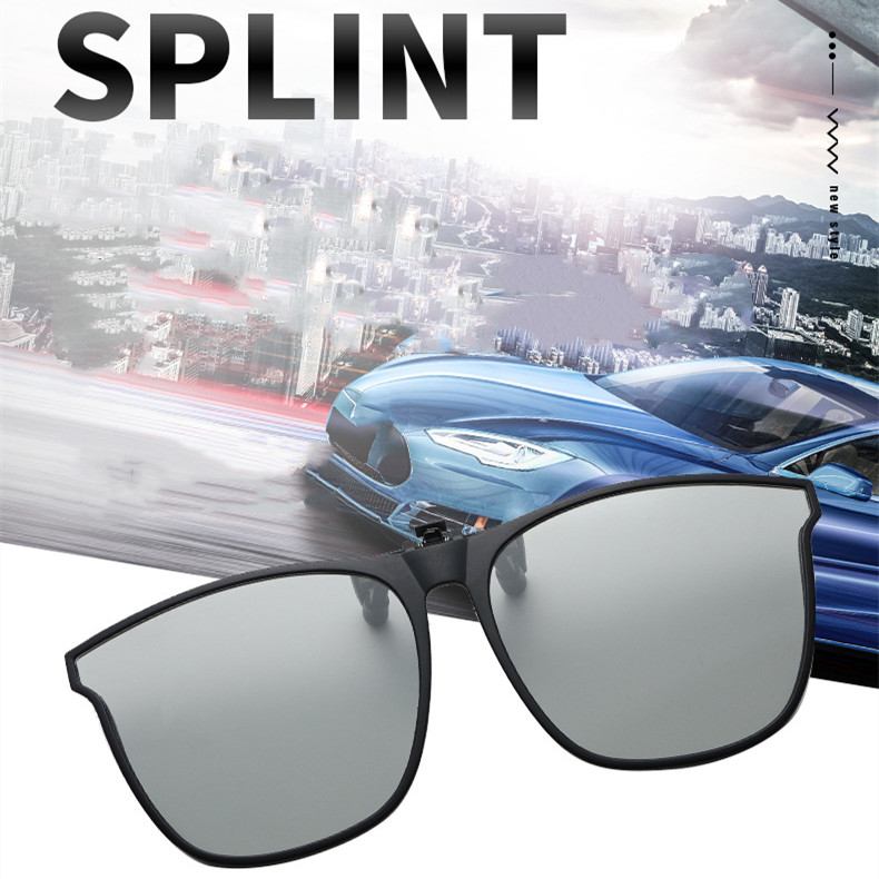 Round Big Face Polarized Clip Grey Sunglasses - Image 5