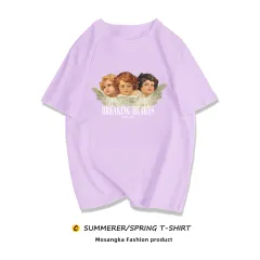 Niche Sweet And Cool T-shirt European And American Retro Plus Size MM Top - Taro Purple - View 1