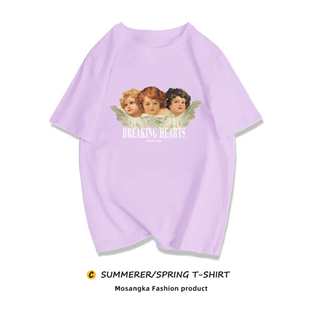 Niche Sweet And Cool T shirt European And American Retro Plus Size MM Top Taro Purple - Shop at LoveMi