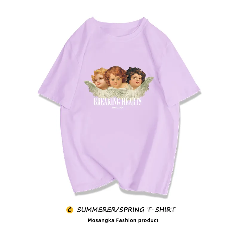 Niche Sweet And Cool T-shirt European And American Retro Plus Size MM Top - Taro Purple