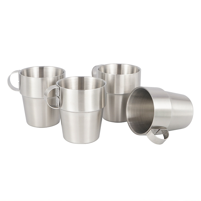 4-piece Non-magnetic Stainless Steel Double-layer Cup