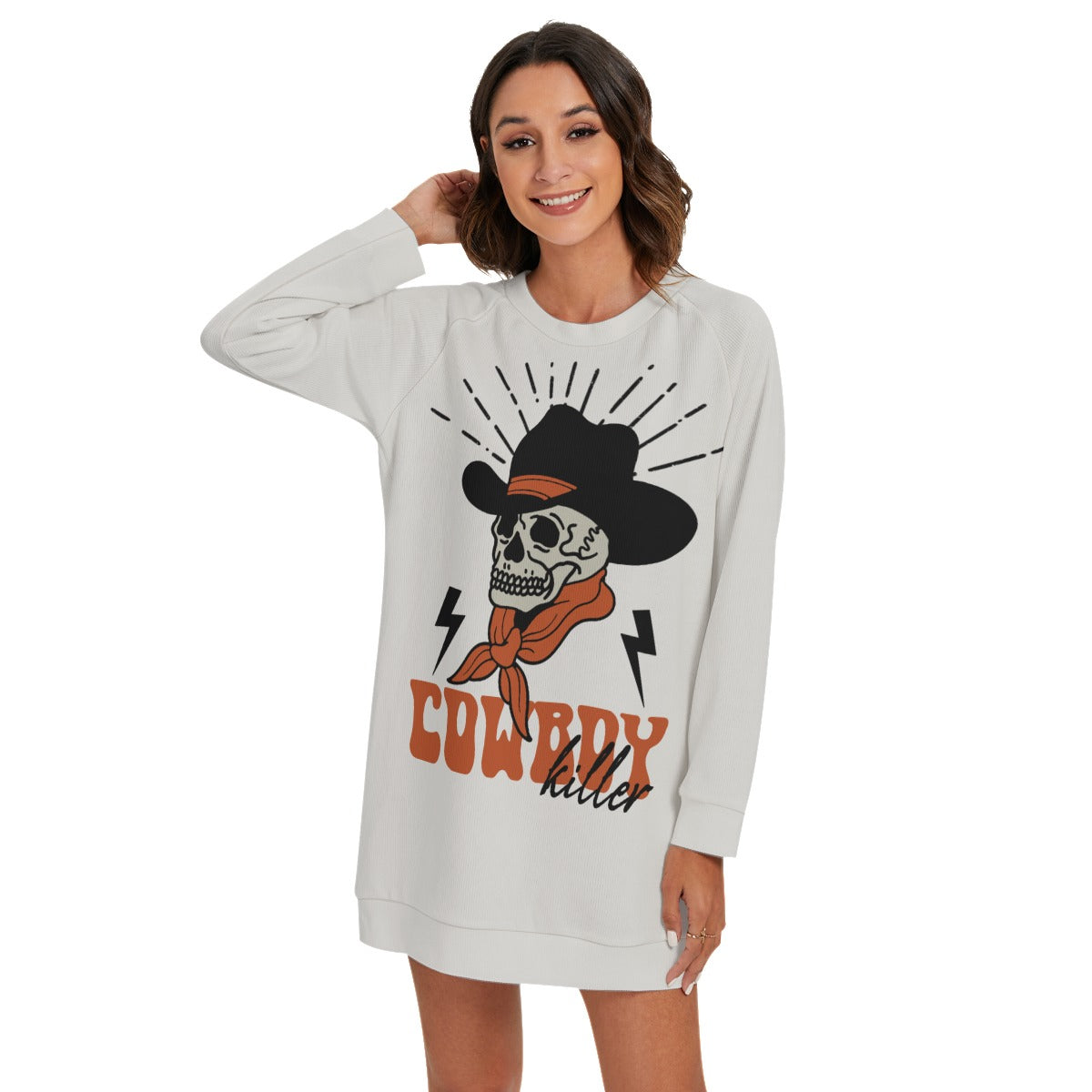 Heavy Combed Cotton Printed Round Neck Long Sleeve T-Shirt