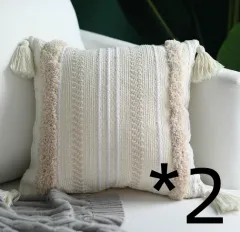45x45cm cojines decorativos para sofa Morocco geometric black and white tufted tassel pillowcase christmas pillow case - 2Pcs2 - View 1