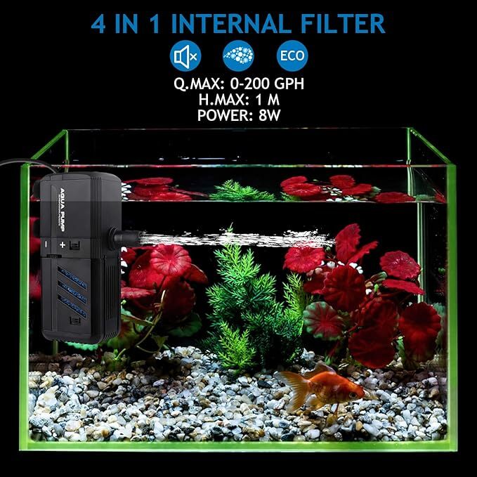 4 In 1 Aquarium Fish Tank Filter Water Internal Purifier Filter Oxygen Wave
