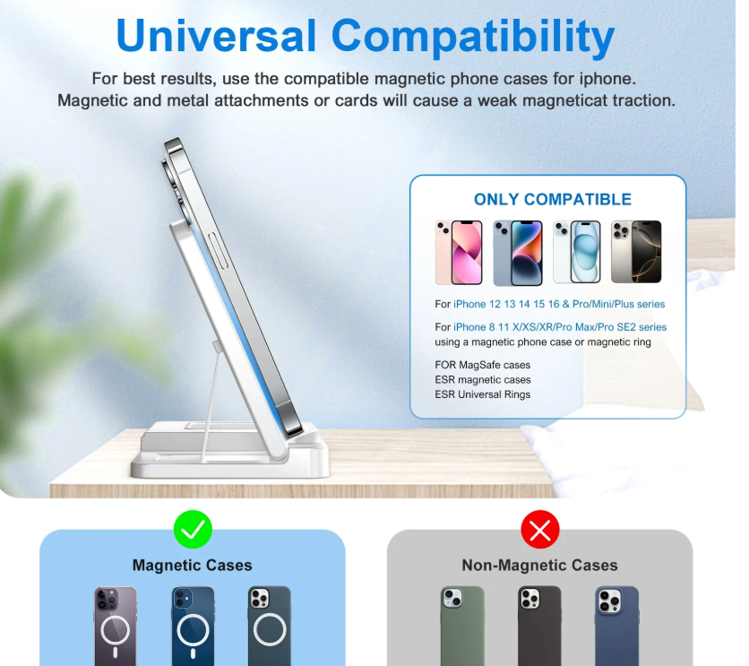 3 In 1 Magnetic Wireless Charger Stand 15W Fast Charging Dock Station Multiple Devices thumbnail 11