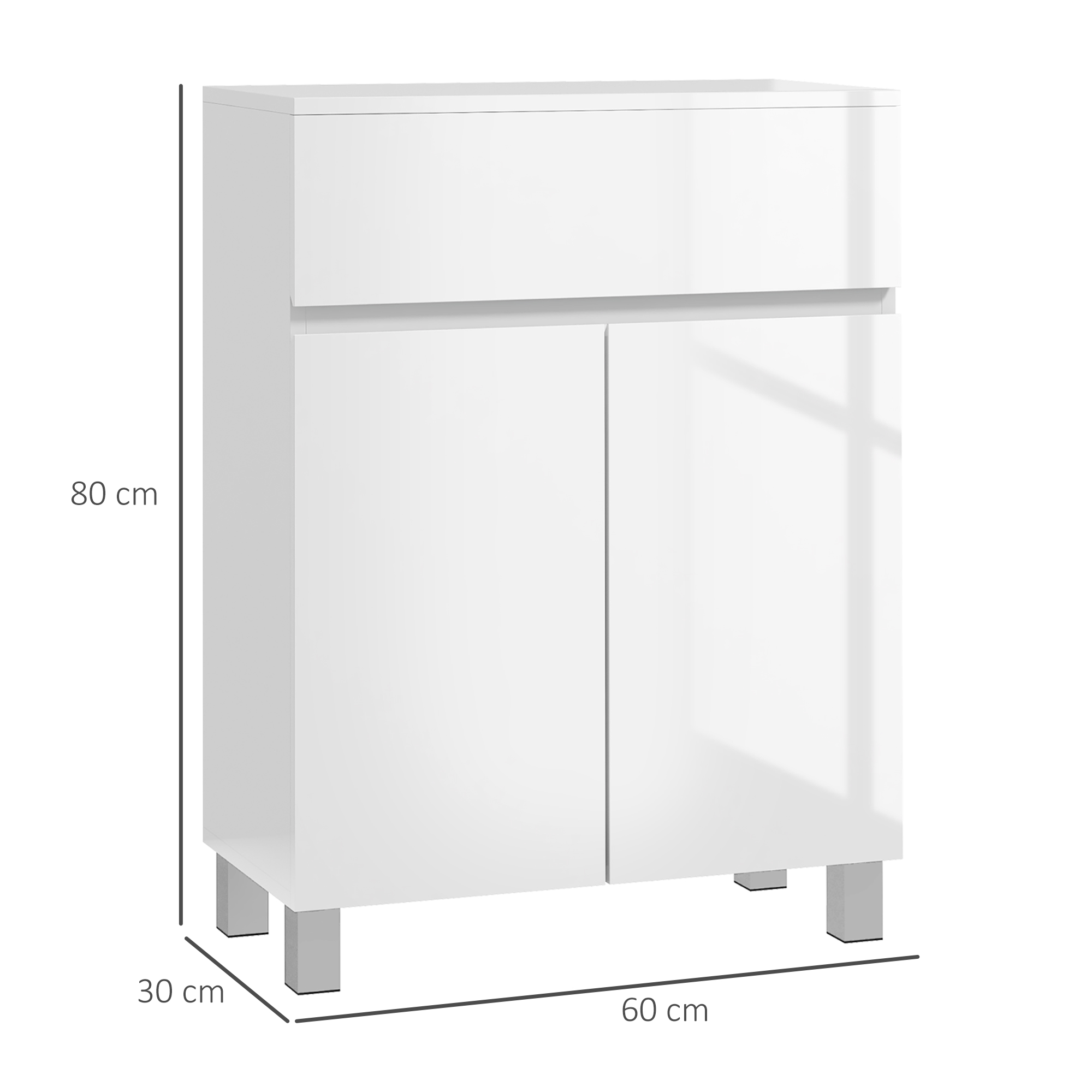 Independent Bathroom Cabinet, High Gloss Storage With Door And Adjustable — image 5