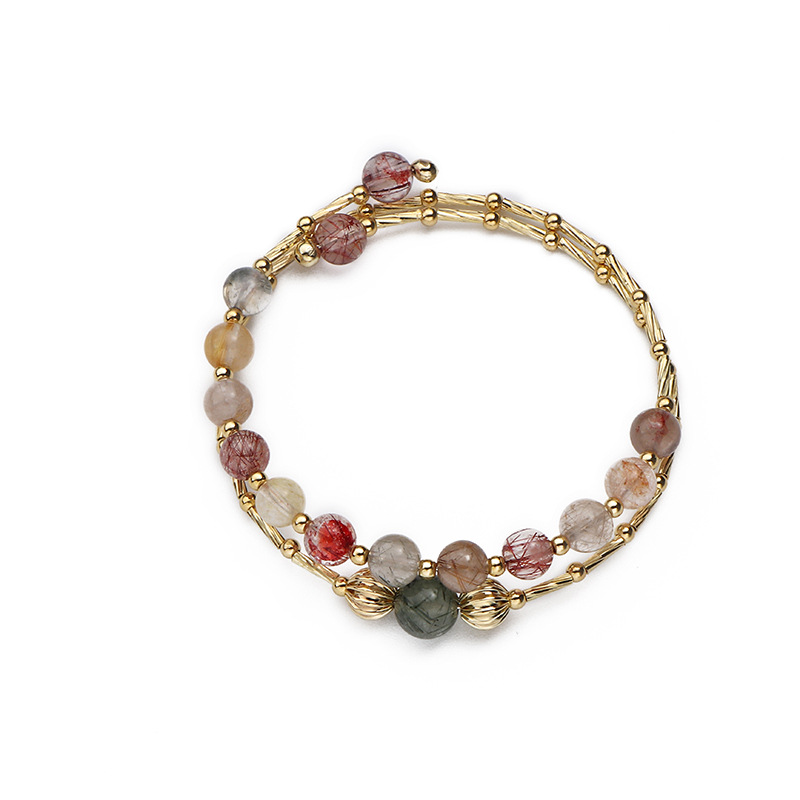 Natural Crystal Bracelet Female Korean Niche Color Hair Crystal Bracelet Copper Tube Jane
