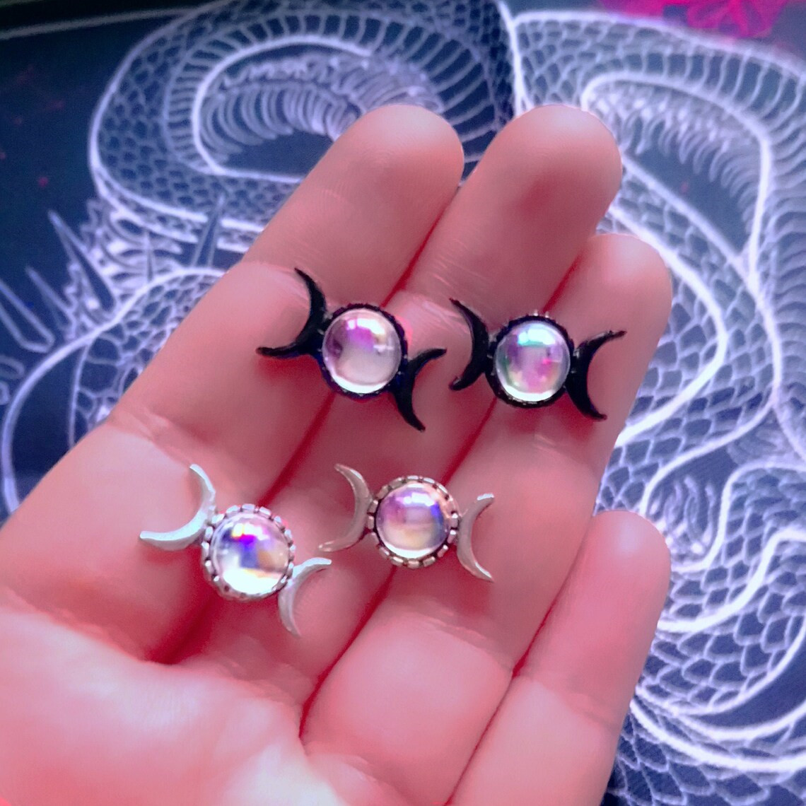 Alloy Moon Studs Column Earrings Women's Jewelry