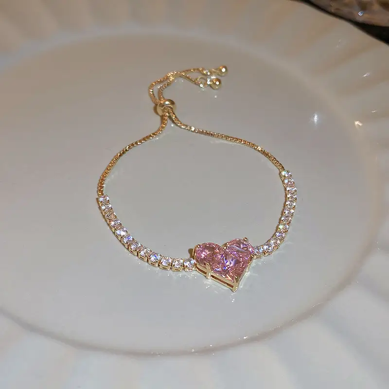 French Style Flower Buckle Zircon Bracelet For Women Luxury Floral Clasp Bangle Wedding Party Jewelry