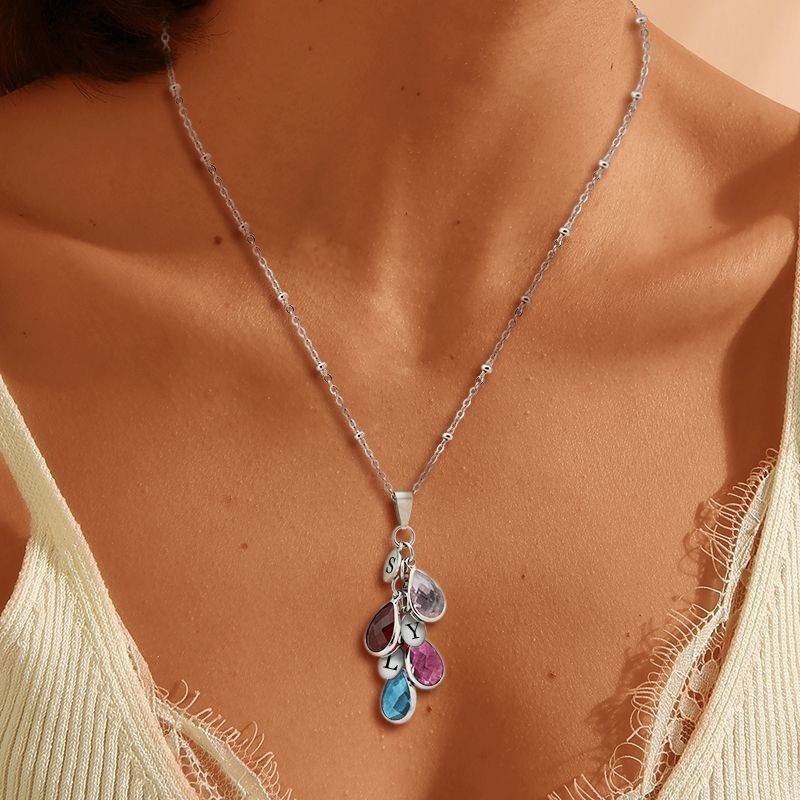 Title 3, Water Drop Birthstone Gemstone Necklace Three C...