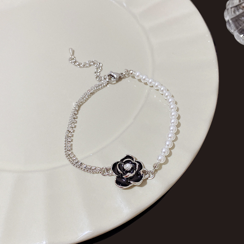 Title 3, Retro Hong Kong Style Camellia Pearl Bracelet F...