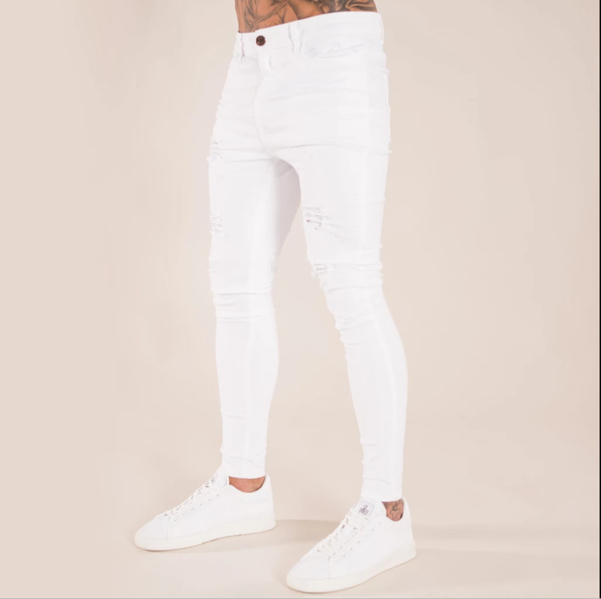 Title 7, Zwarte heren jeans met scheuren, hoge taille, s...