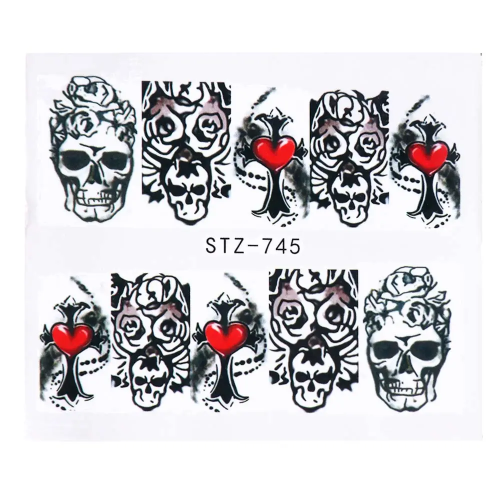 Halloween Theme Skull and Devil Water Transfer Nail Stickers