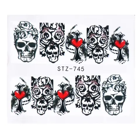 Halloween Theme Skull and Devil Water Transfer Nail Stickers