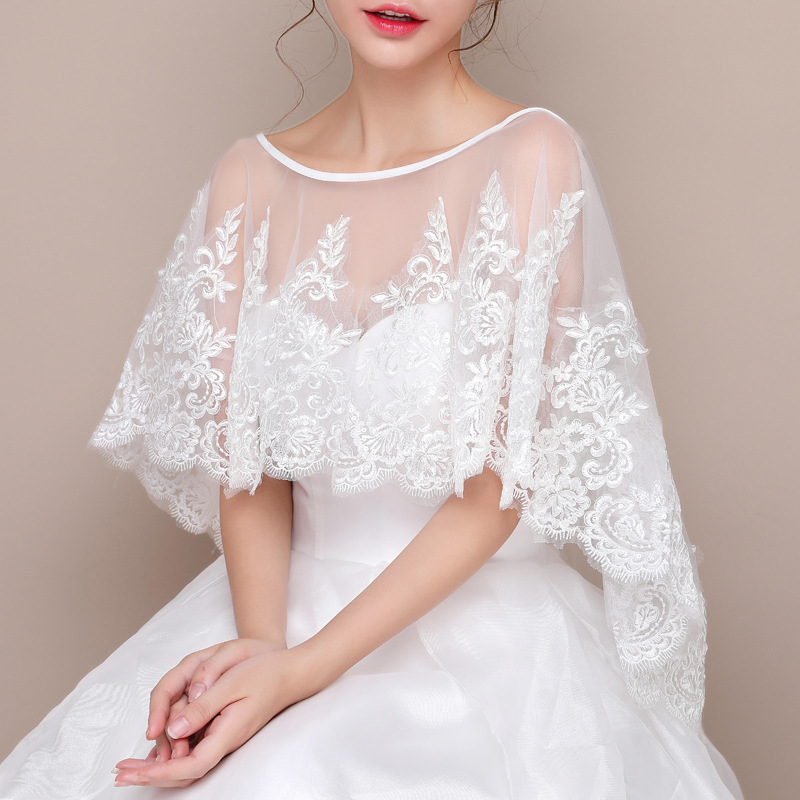 The Wedding Dress Was Thin, Covering The Meat And Covering The Arms, Lace Shawl