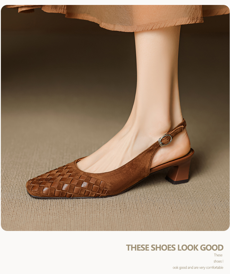 Block Heel Slingback Sandals – heel and sole detail