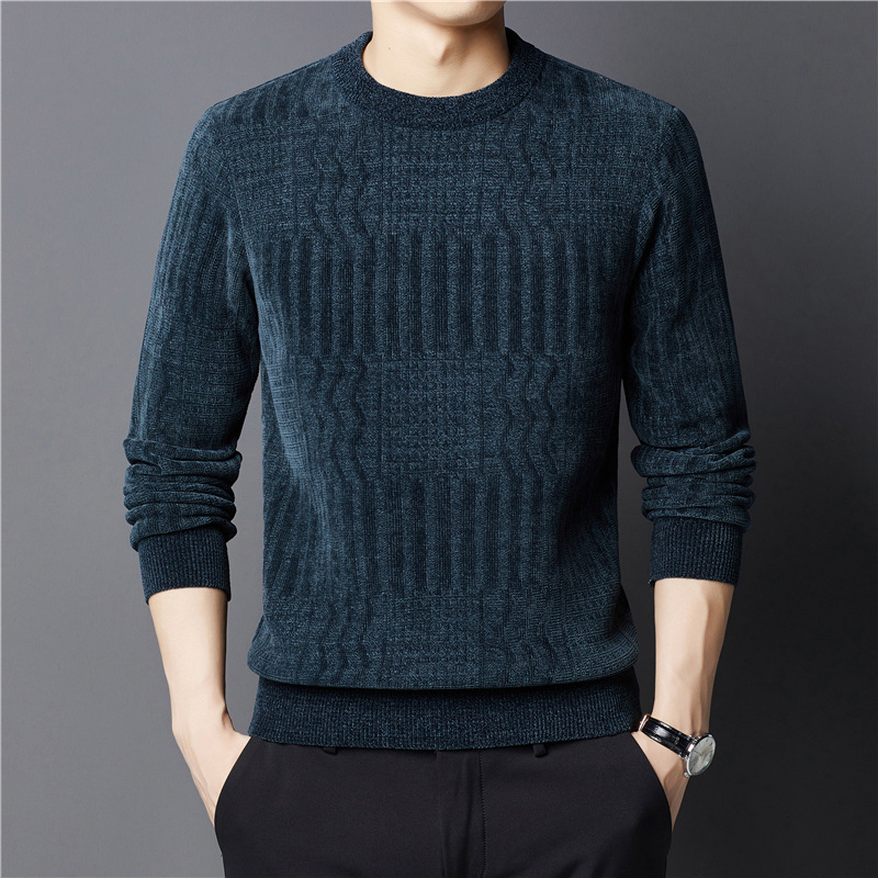 Crew Neck Casual Jacquard Undercoat Sweater