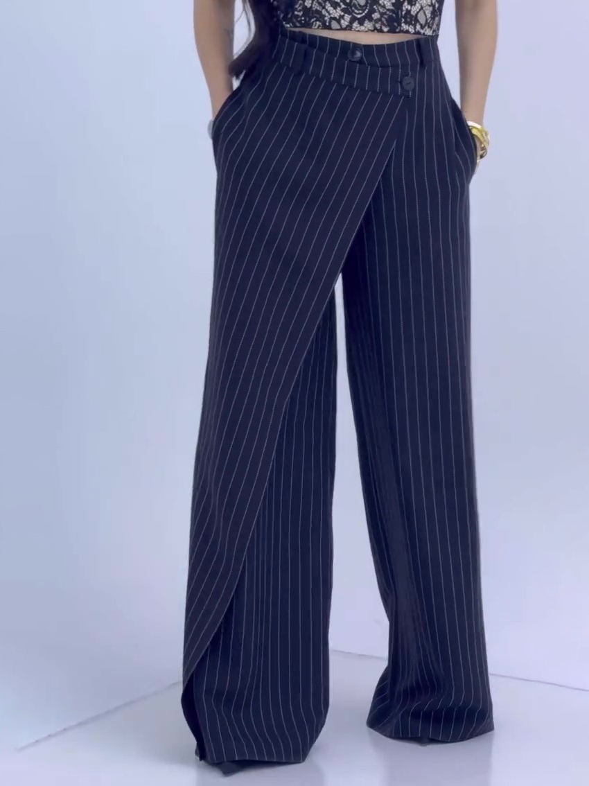 High-waisted Striped Wide-leg Pants