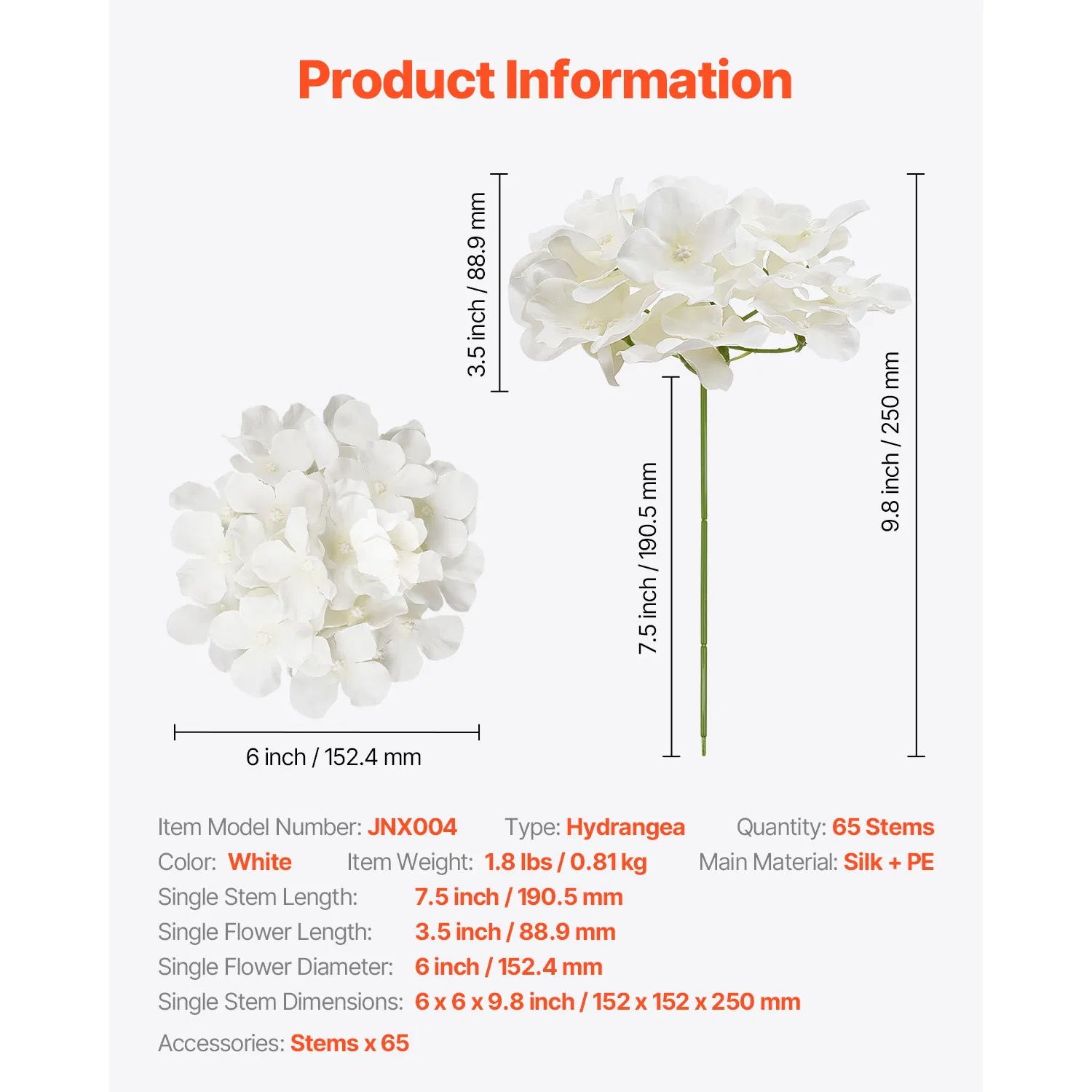 Artificial Flowers, 65 Pcs Real Looking White Silk Fake Hydrangea Bulk, White Faux Bridal Shower With Stems For DIY Wedding Bouquets, Home Centerpieces Arrangements, Party Tables Decorations image 2
