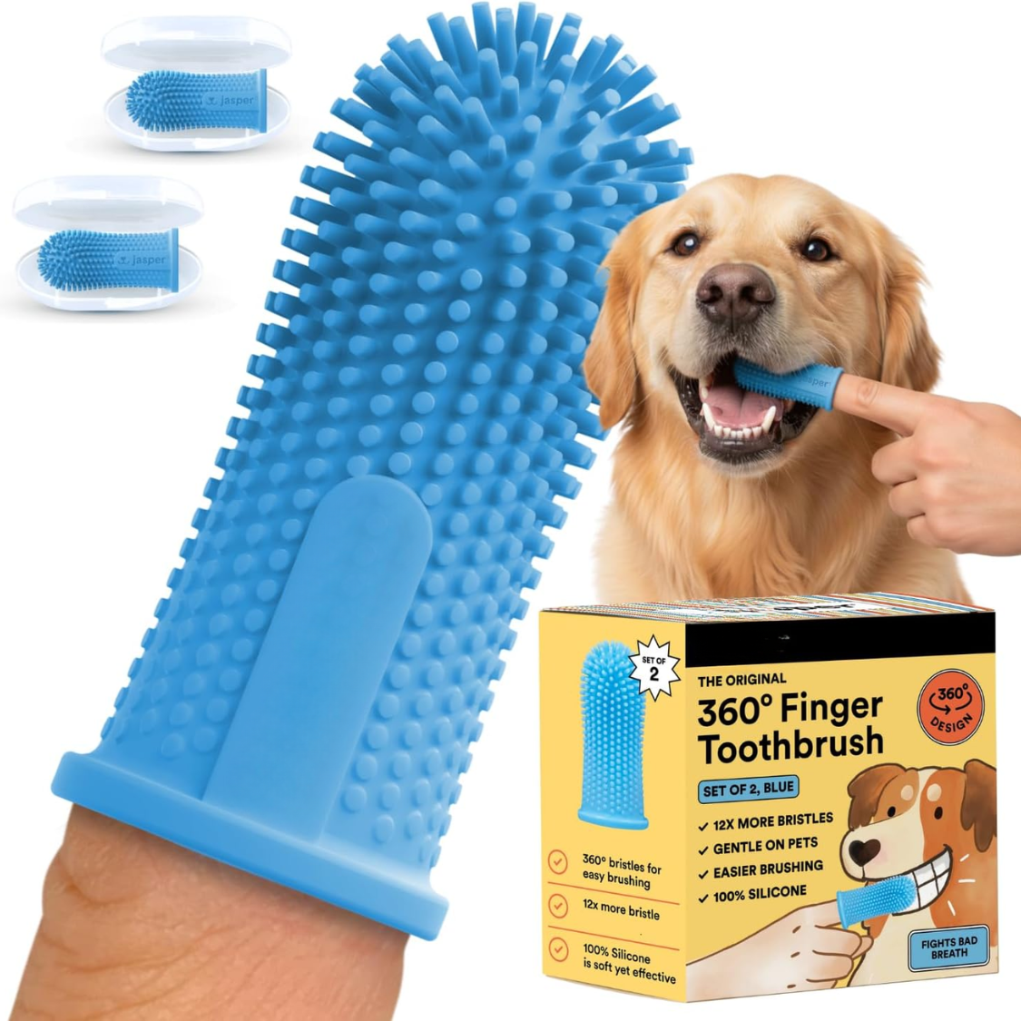 Dog Toothbrush, 360 Dog Tooth Brushing Kit, Finger Toothbrush, Cat Tooth Brush, Teeth Cleaning, Pet Tooth Brush For Small  Large Pets — foto 2