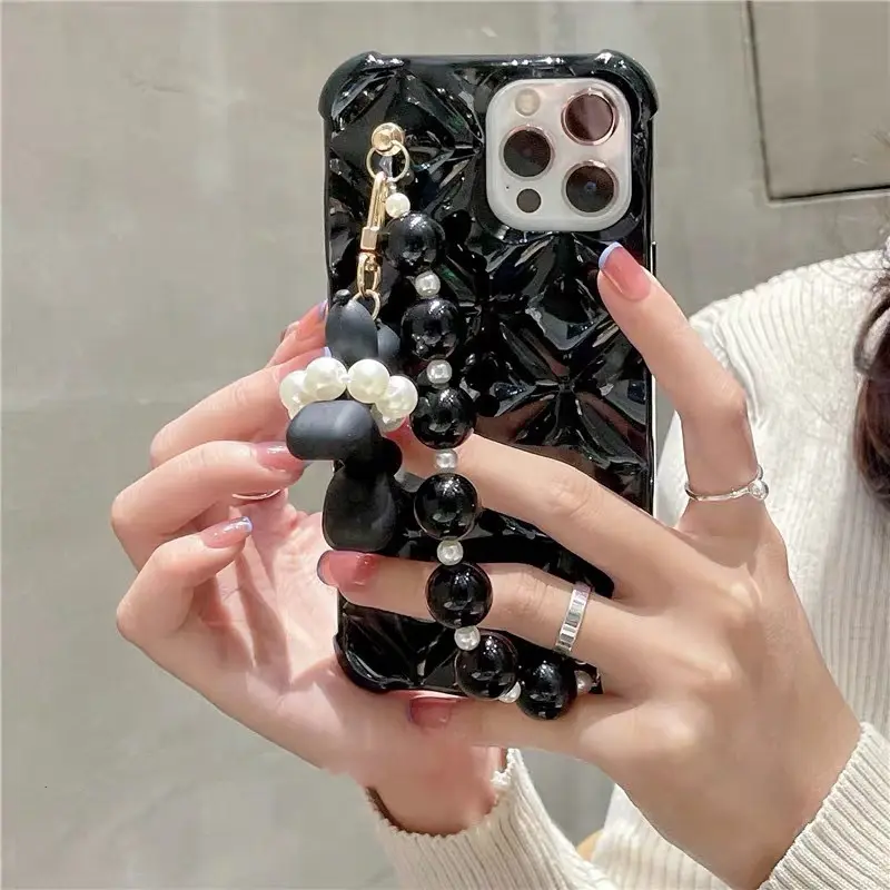 Dog Pendant Chain Rhombus Mobile Phone Case