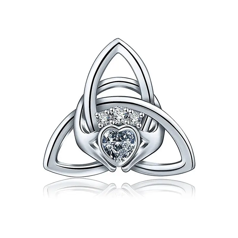 Heart-shaped Silver Pendant Hands Embrace