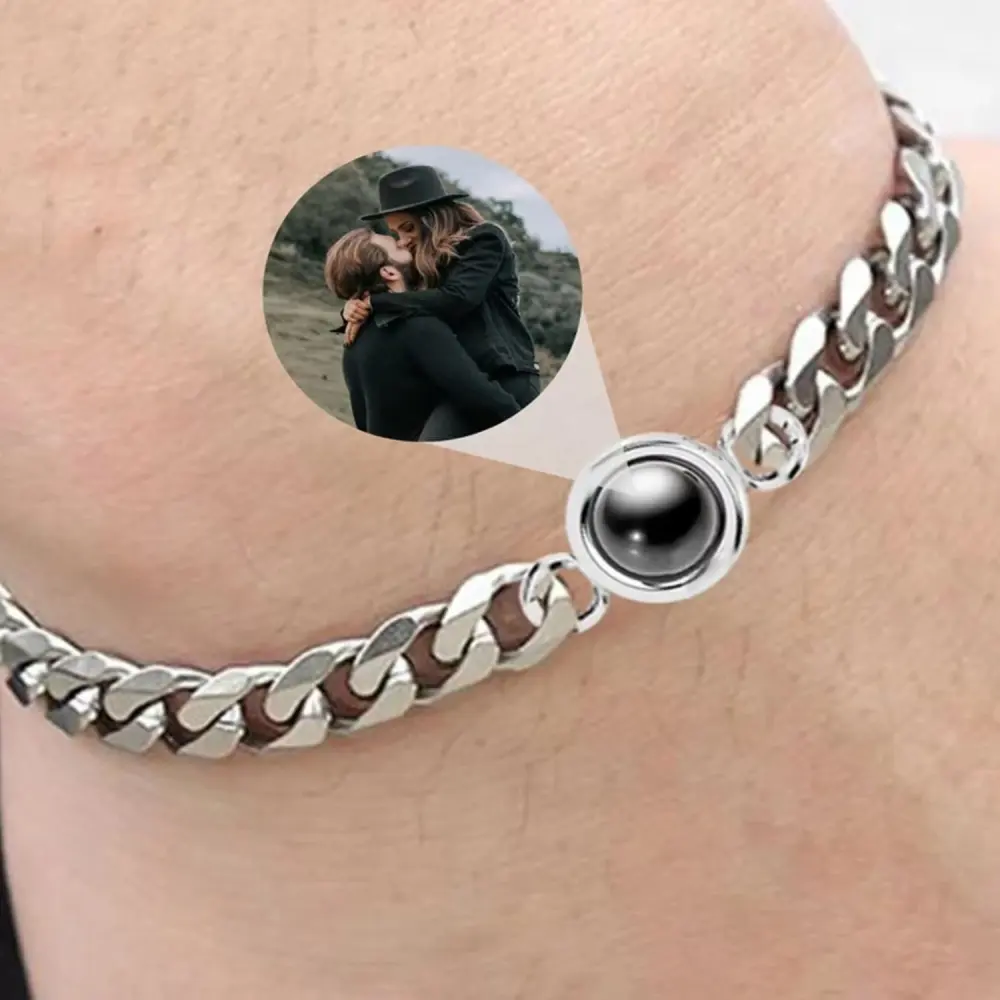Titanium Steel Men and Women Personalized Photo Projection Custom