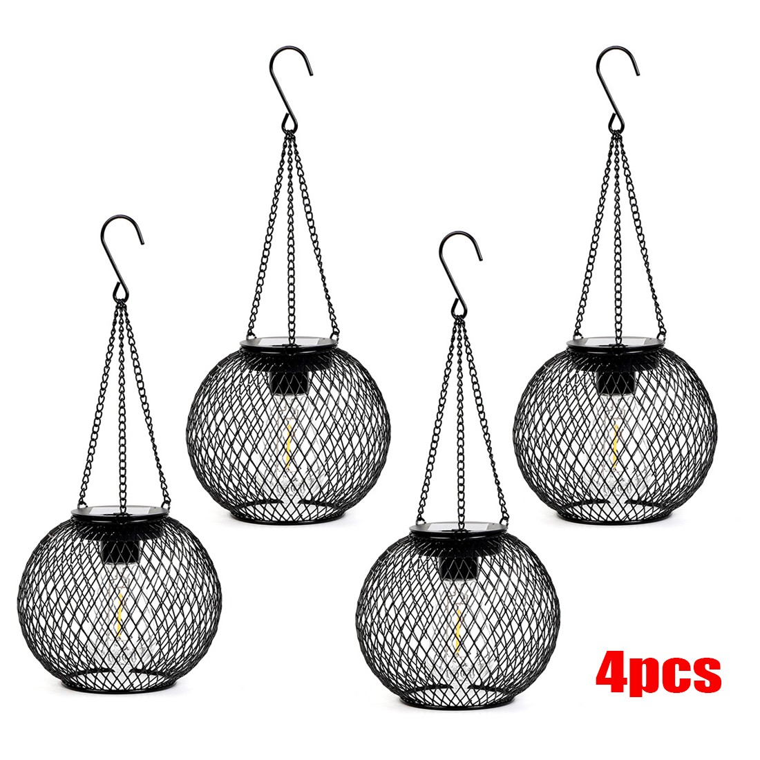 4x Solar Powered LED Hanging Lantern Lights Waterproof Outdoor Garden Lawn Lamp — image 3