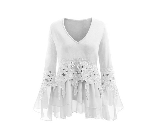 Title 5, Chiffon Lace Panel Irregular Lace Fringe Long S...