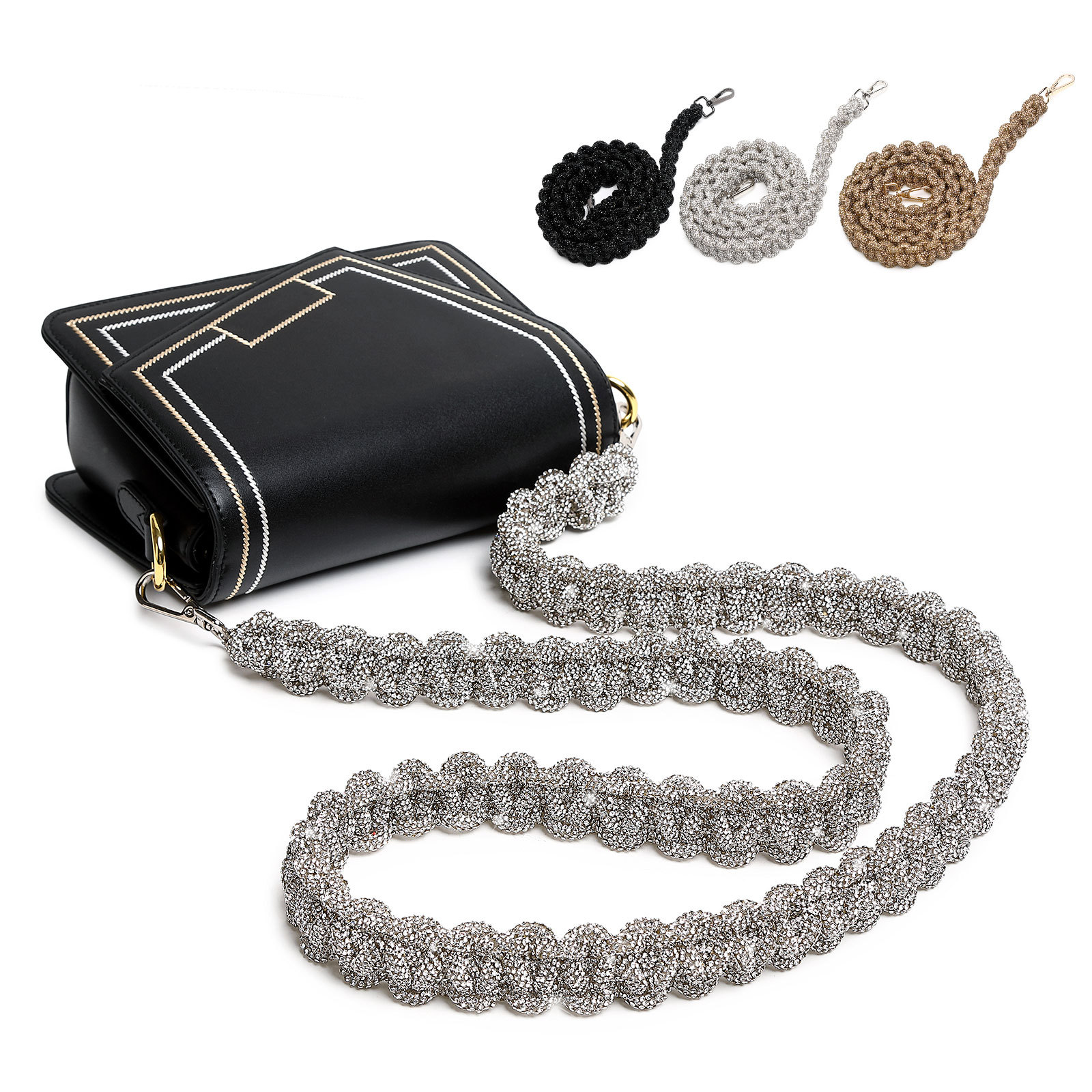 Luggage Accessories With Crystal Diamond Shoulder Strap - Image 2