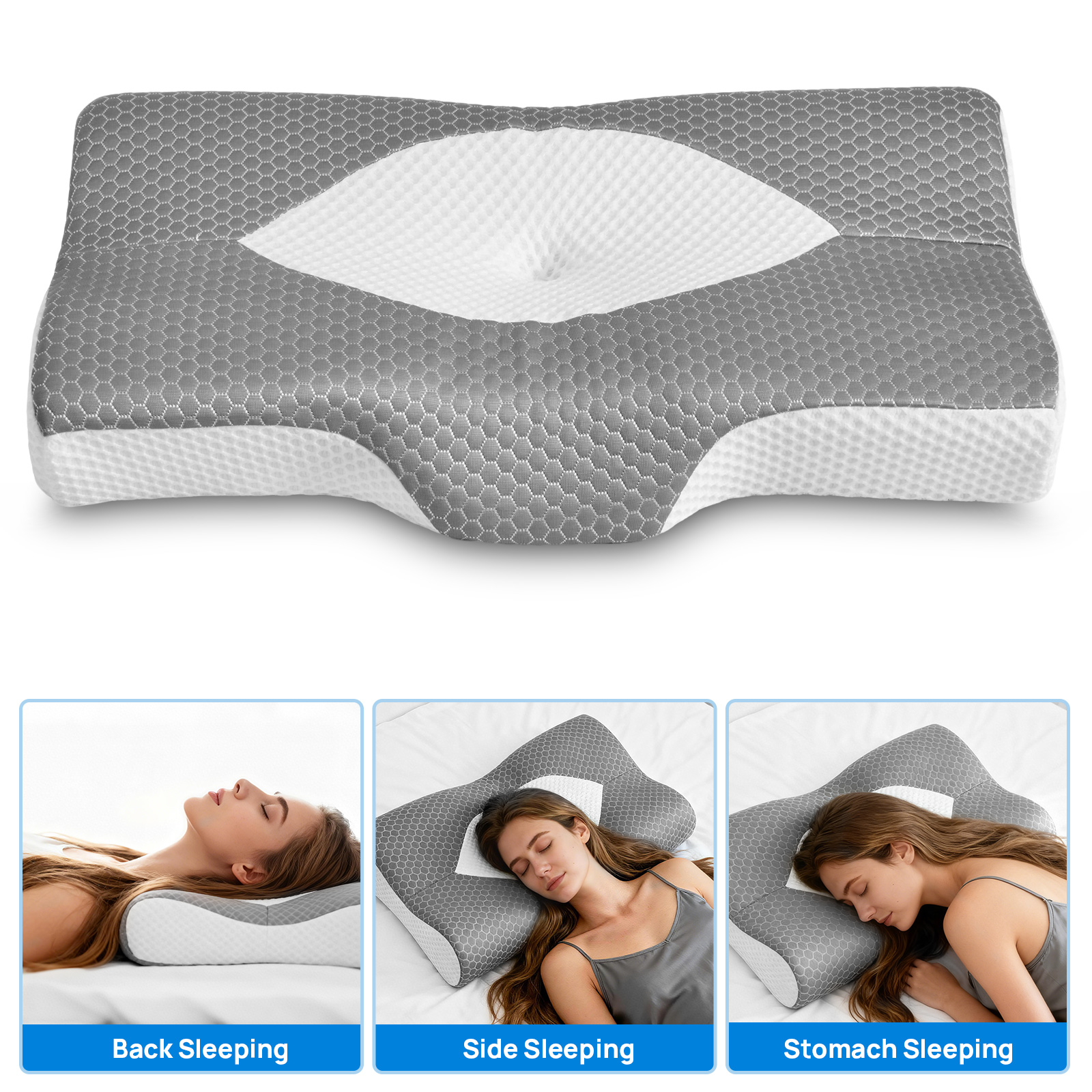 Cervical Neck Pillow, Cooling Ergonomic Memory Foam Pillows image 14