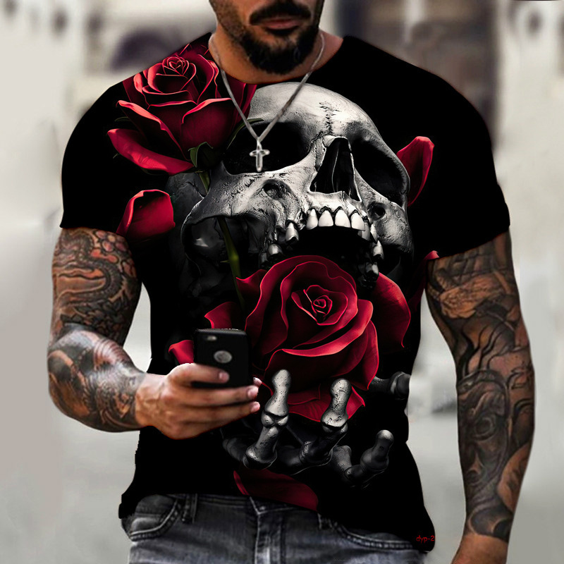 Title 6, Neues Sommer Horror Totenkopf 3D Herren T-Shirt...