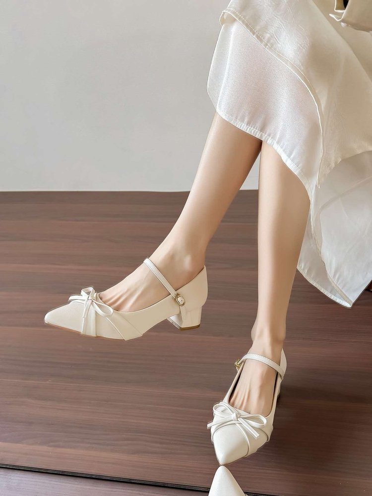 Women's French Vintage Mary Jane Pumps, Block Heel Slip On Shoes With Strap, Elegant High Heels, Versatile Commuter Footwear, New Arrival For Spring & Autumn