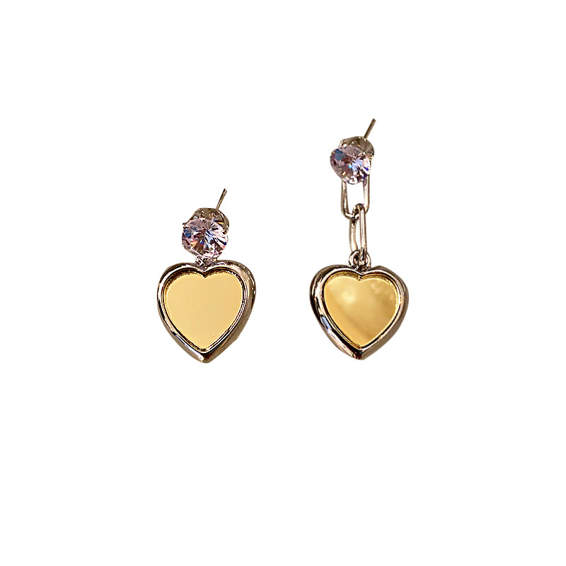 925 Silver Needle Asymmetric Earrings Korean Simplicity