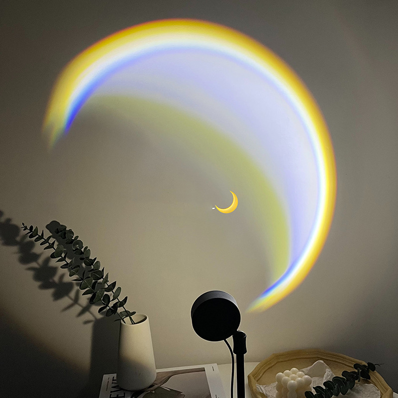 USB Moon Sunset LED Projector – Rainbow Neon Atmosphere Night Light - Image 1