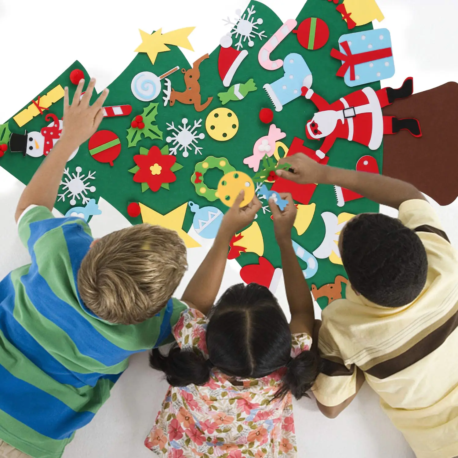 DIY Felt Christmas Tree 41Pcs Detachable Ornaments For Kids Toddler Wall Hanging Christmas Decoration Xmas Gift