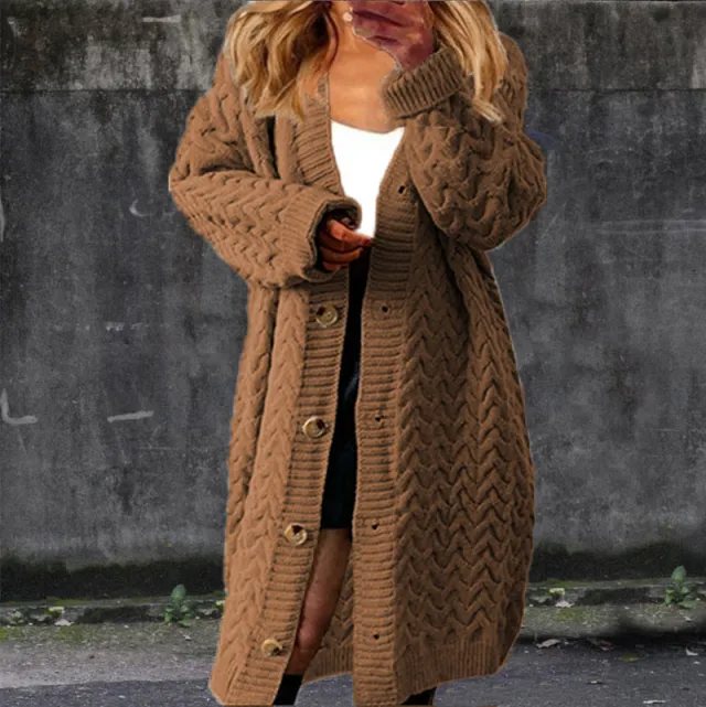 Long Twisted Sweater Women's Solid Button Large Turmeric - Shop at LoveMi