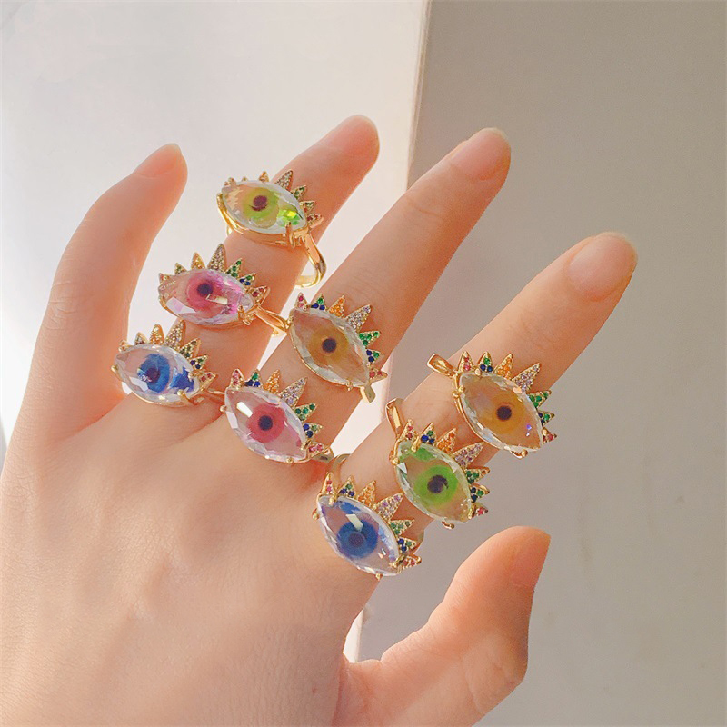 Women's Metal Eye Diamond Color Crown Ring