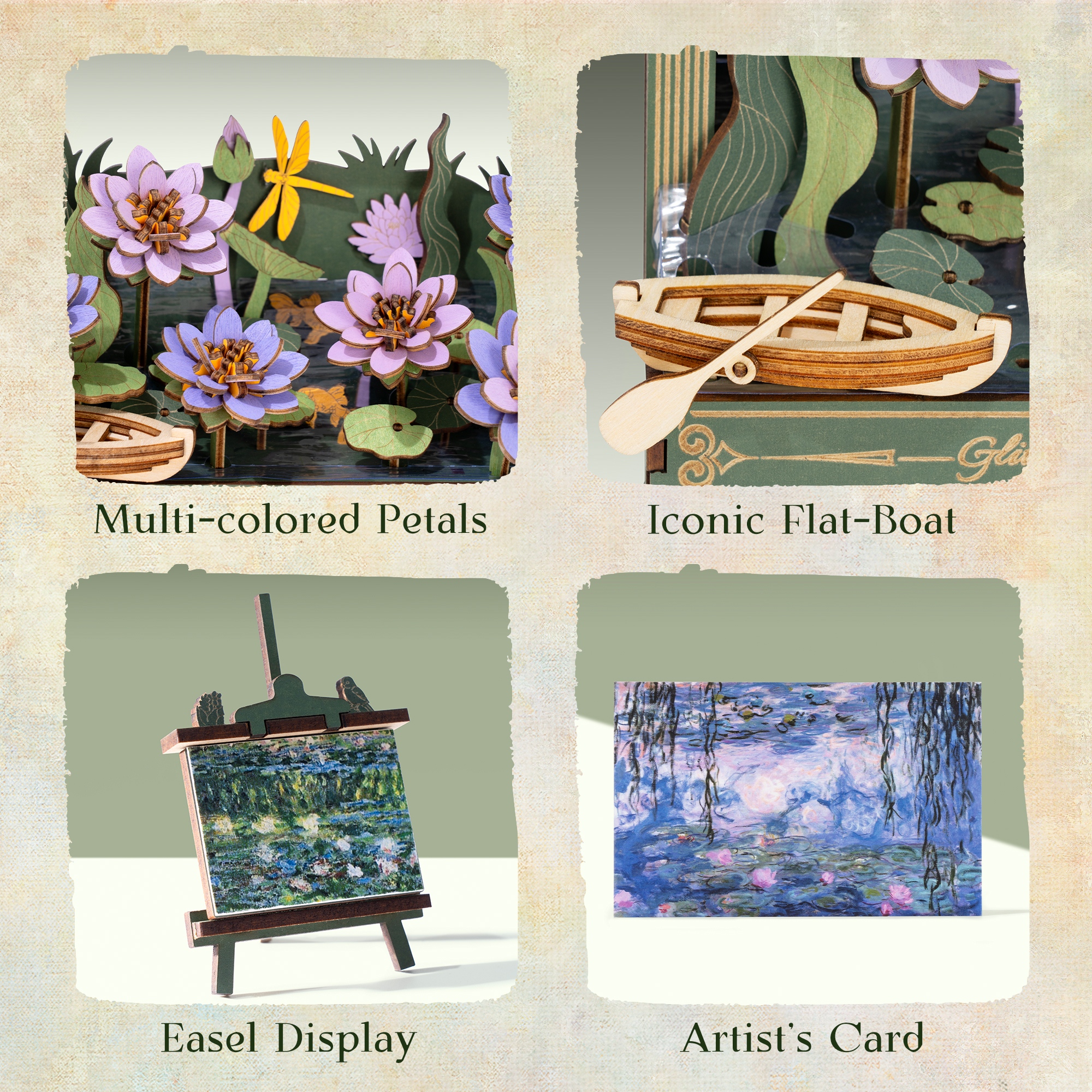 ROWOOD 3D Wooden Flower Puzzle - Flower Model With LED Lights,Desktop And Wall Display,Decorative Holiday And Birthday Gift, Artistic Flower DIY Kit For Adults And Teens