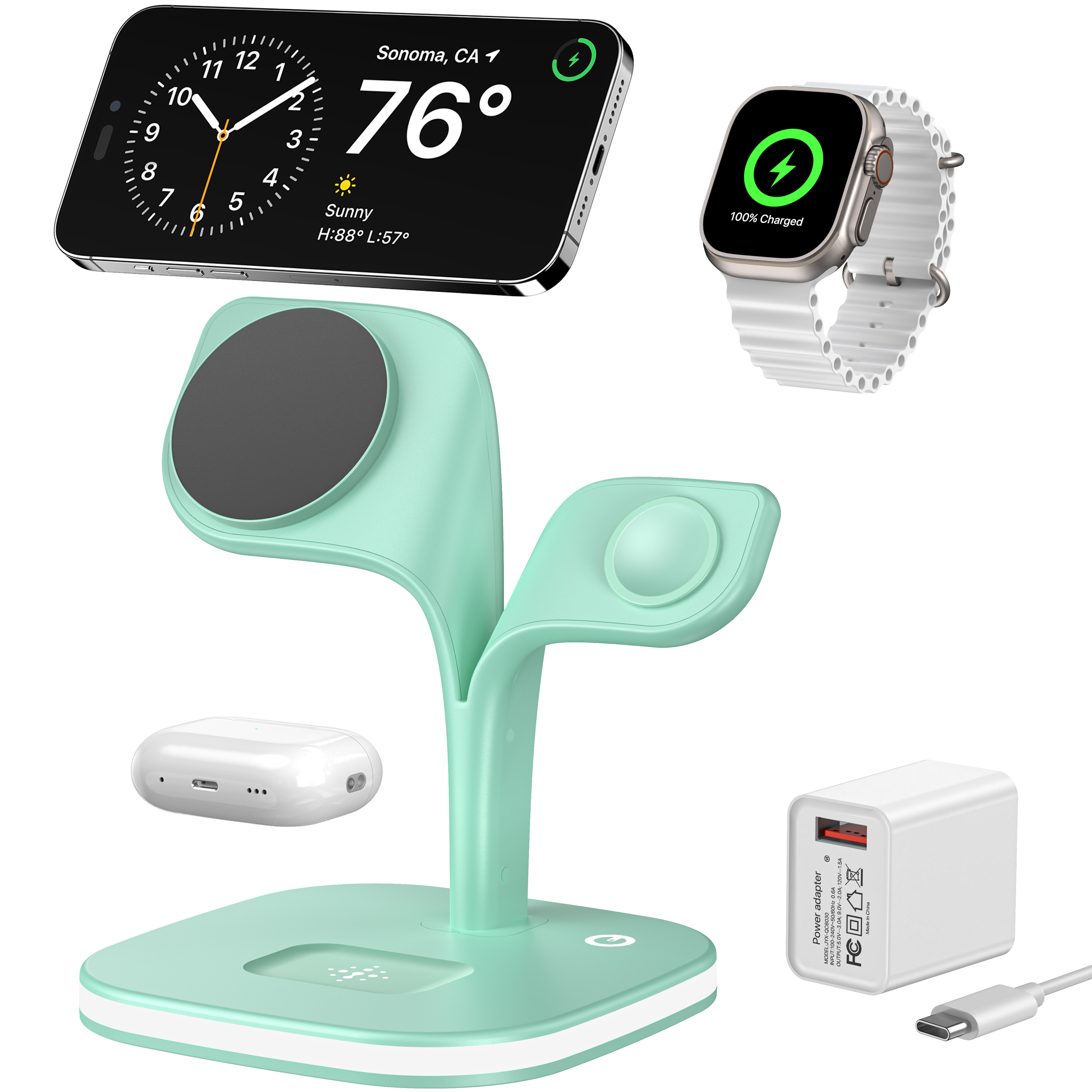 5-in-1 Magnetische Echte Kabellose Desktop Schnell Ladestation für mehrere Geräte - Bild 8 von 10