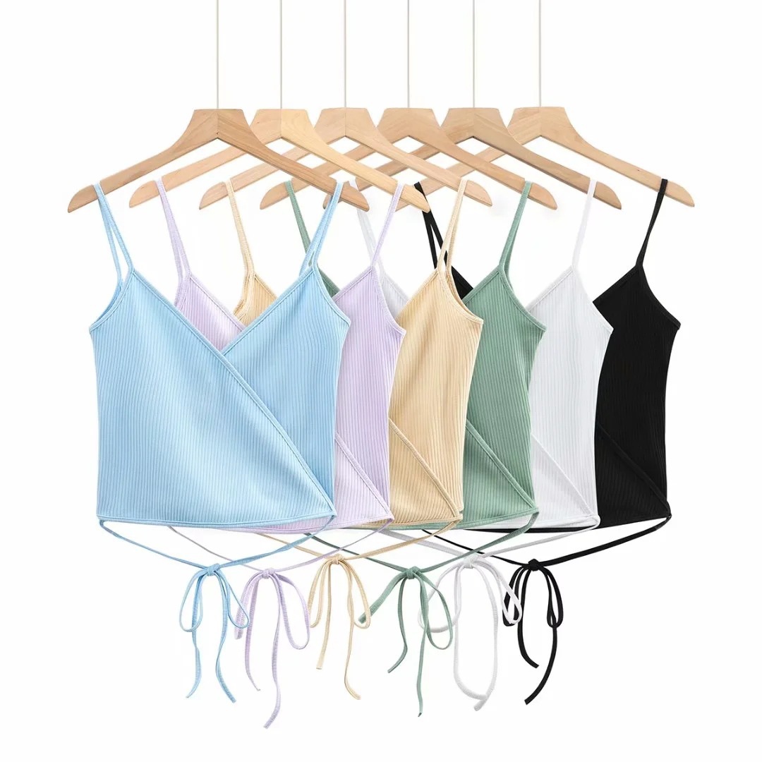Cross V-neck Tie Vest Women Ins European And American Slim Short Camisole