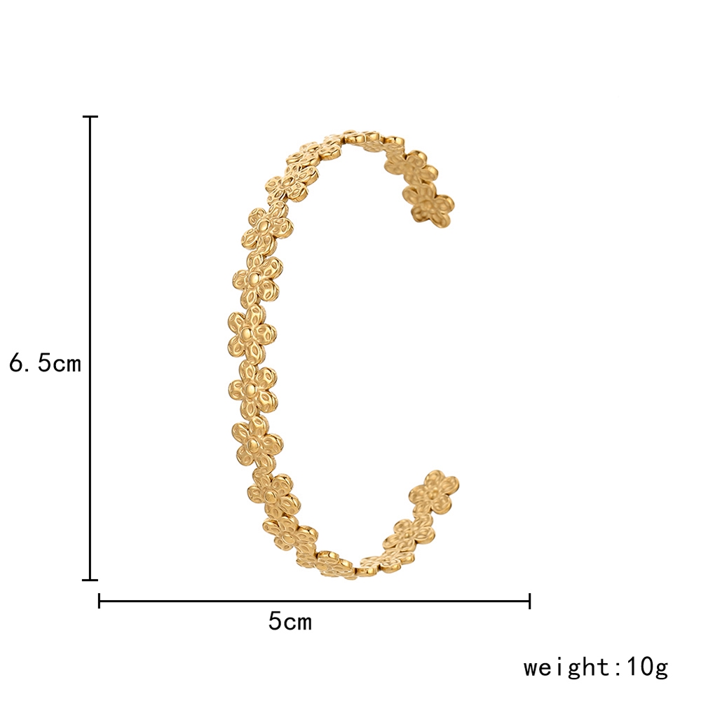 Stainless Steel  Small Daisy C-shaped Bracelet