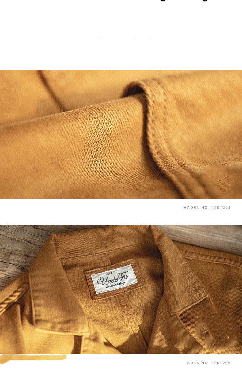 Tooling Retro Ginger Yellow Multi-pocket Tooling Jacket Casual Jacket Men