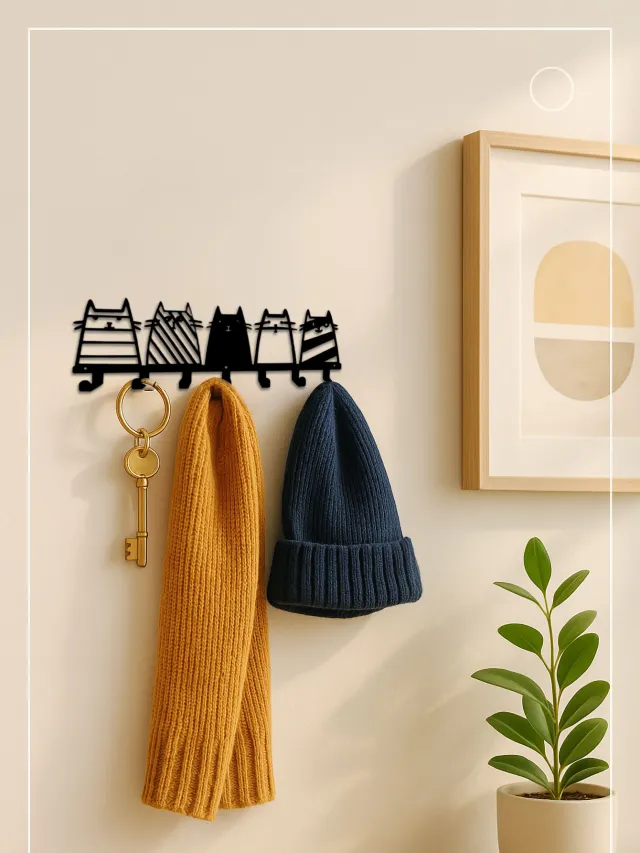 Feline Utility Hooks Wall Organizer W Hooks Space Saving Pet Lover Key Rack Look At The Picture - Shop at LoveMi