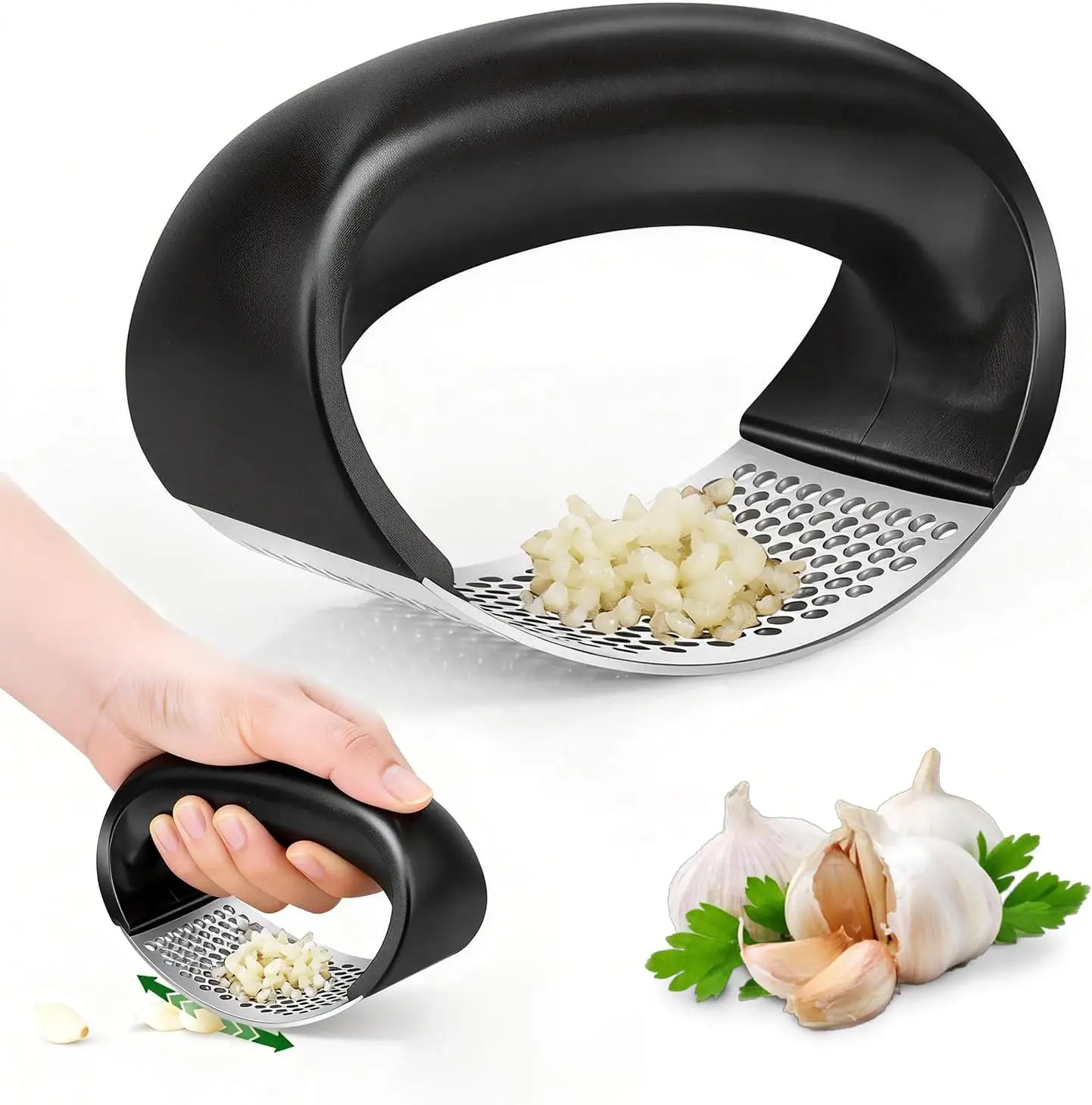 304 Stainless Steel Garlic Press Rocker Ergonomic