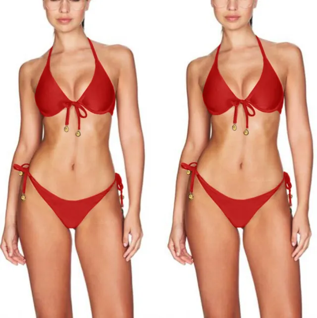 Gold Coin Pendant Underwire Split Bikini Swimsuit Gold - Shop at LoveMi