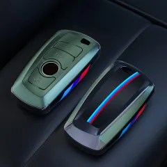 ABS Car Carbon Fibre Pattern Key Cover - Green - View 1