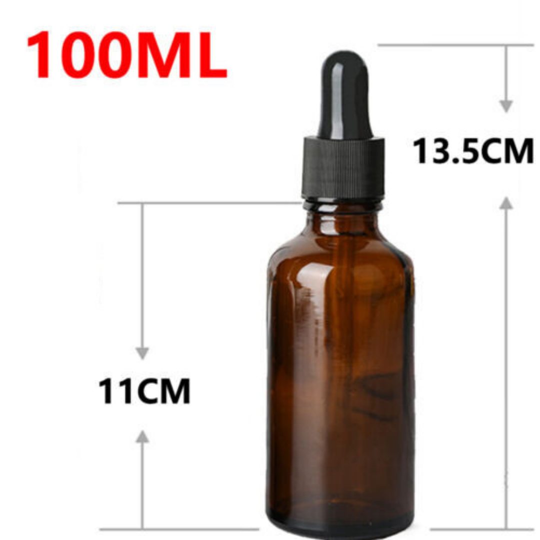 Amber Glass Liquid Dropper Reagent Eye Pipette Essential Oils Bottle AU-BROWN-100ml